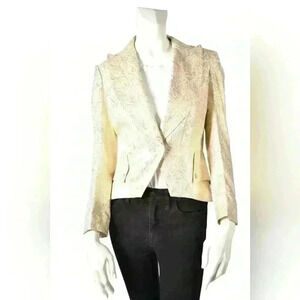 Luxe ANTONIO BERARDI  Gold Ivory Sparkle NYE Jacquard Foil Jacket 42EU 4US Italy